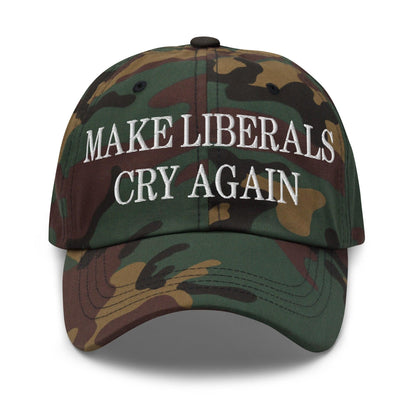 Make Liberals Cry Again Embroidered Dad Hat - Green Camo