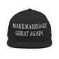 Make Marriage Great Again Embroidered Flat Bill Brim Snapback Hat - Black
