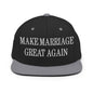 Make Marriage Great Again Embroidered Flat Bill Brim Snapback Hat - Black/ Silver