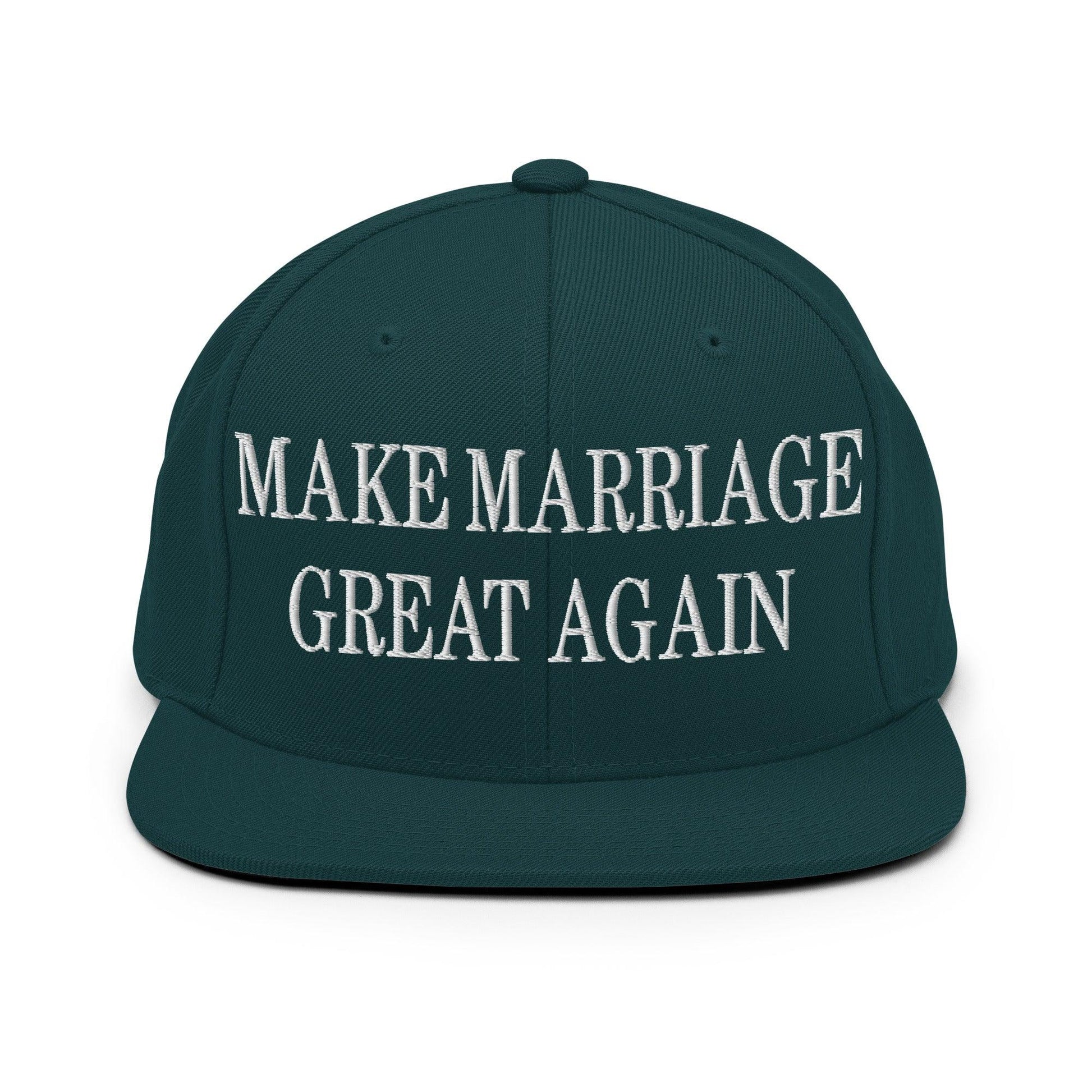 Make Marriage Great Again Embroidered Flat Bill Brim Snapback Hat - Spruce