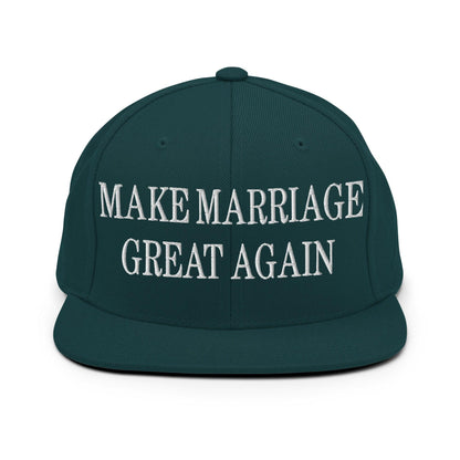 Make Marriage Great Again Embroidered Flat Bill Brim Snapback Hat - Spruce