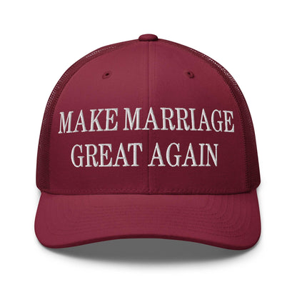 Make Marriage Great Again Embroidered Mesh Trucker Hat - Cranberry
