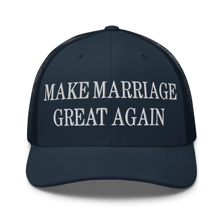 Make Marriage Great Again Embroidered Mesh Trucker Hat - Navy