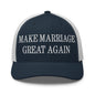 Make Marriage Great Again Embroidered Mesh Trucker Hat - Navy/ White