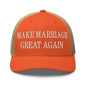 Make Marriage Great Again Embroidered Mesh Trucker Hat - Rustic Orange/ Khaki