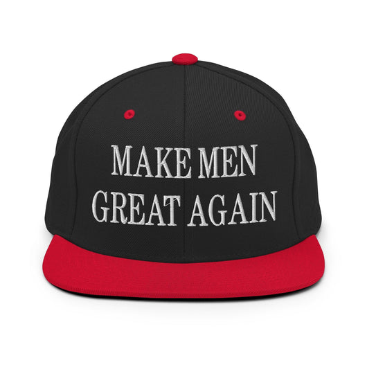 Make Men Great Again Embroidered Flat Bill Brim Snapback Hat - Black/ Red