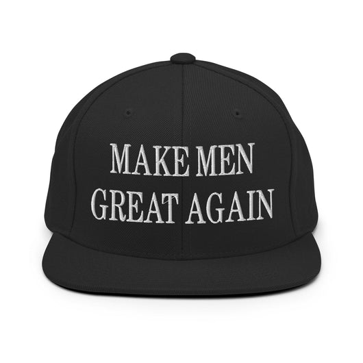 Make Men Great Again Embroidered Flat Bill Brim Snapback Hat - Black