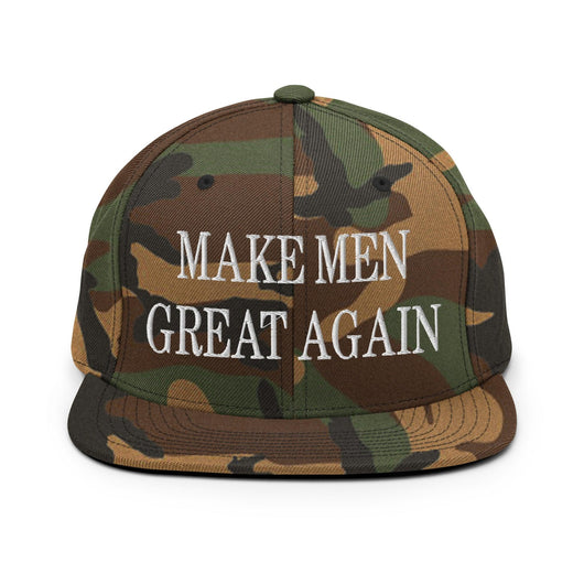 Make Men Great Again Embroidered Flat Bill Brim Snapback Hat - Green Camo