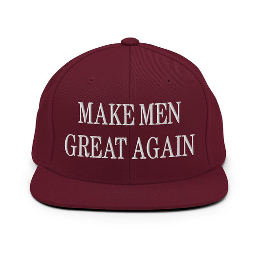 Make Men Great Again Embroidered Flat Bill Brim Snapback Hat - Maroon