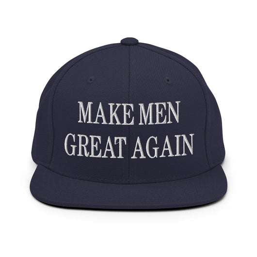 Make Men Great Again Embroidered Flat Bill Brim Snapback Hat - Navy