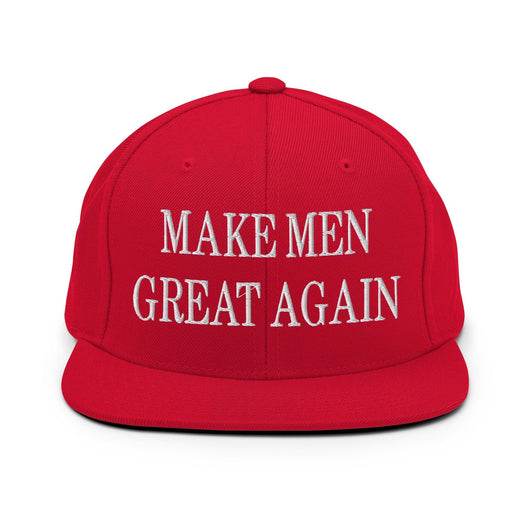 Make Men Great Again Embroidered Flat Bill Brim Snapback Hat - Red