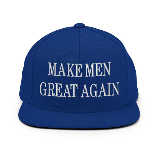 Make Men Great Again Embroidered Flat Bill Brim Snapback Hat - Royal Blue