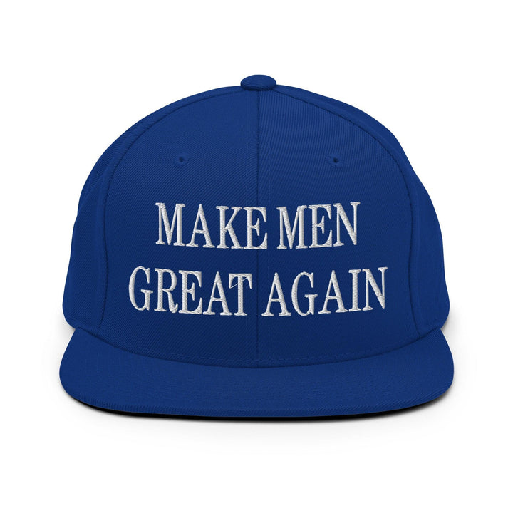 Make Men Great Again Embroidered Flat Bill Brim Snapback Hat - Royal Blue