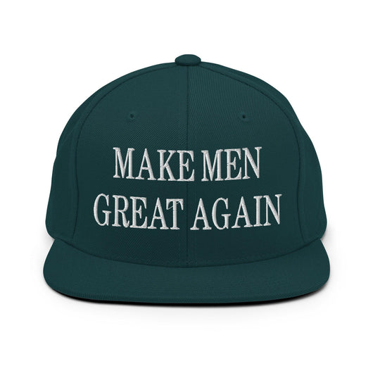 Make Men Great Again Embroidered Flat Bill Brim Snapback Hat - Spruce