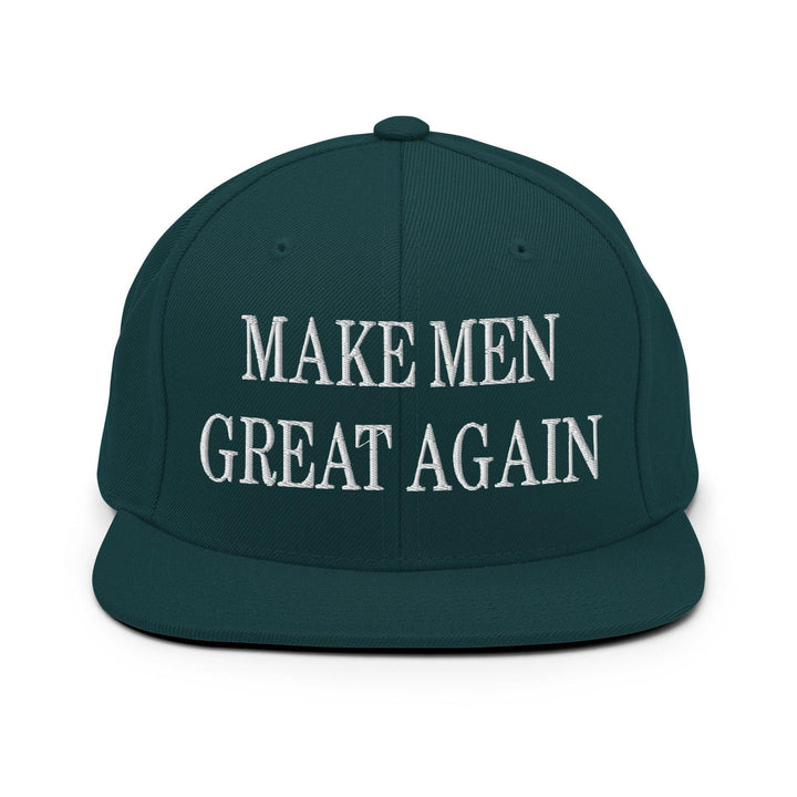 Make Men Great Again Embroidered Flat Bill Brim Snapback Hat - Spruce
