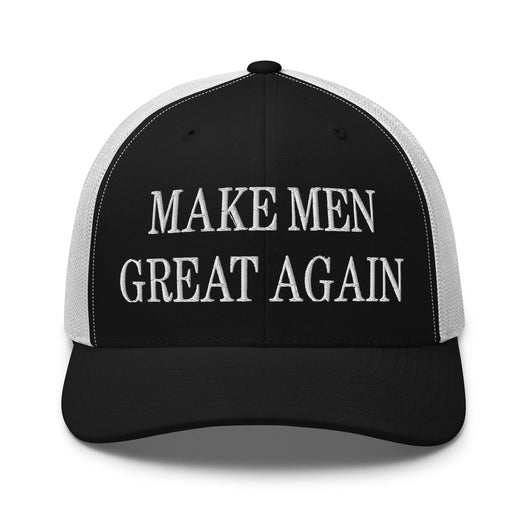 Make Men Great Again Embroidered Mesh Trucker Hat - Black/ White