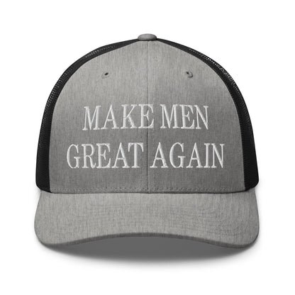 Make Men Great Again Embroidered Mesh Trucker Hat - Heather/ Black