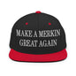 Make A Merkin Great Again Embroidered Flat Bill Brim Snapback Hat - Black/ Red