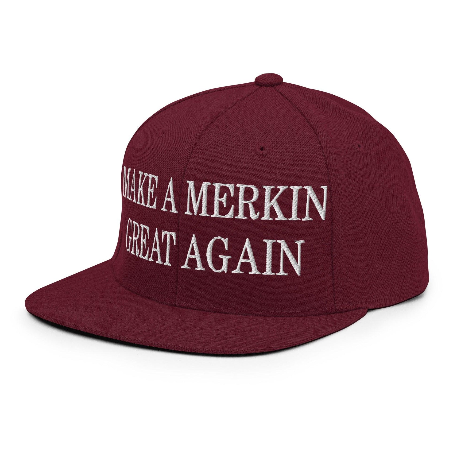Make A Merkin Great Again Embroidered Flat Bill Brim Snapback Hat