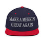 Make A Merkin Great Again Embroidered Flat Bill Brim Snapback Hat - Navy/ Red