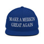 Make A Merkin Great Again Embroidered Flat Bill Brim Snapback Hat - Royal Blue