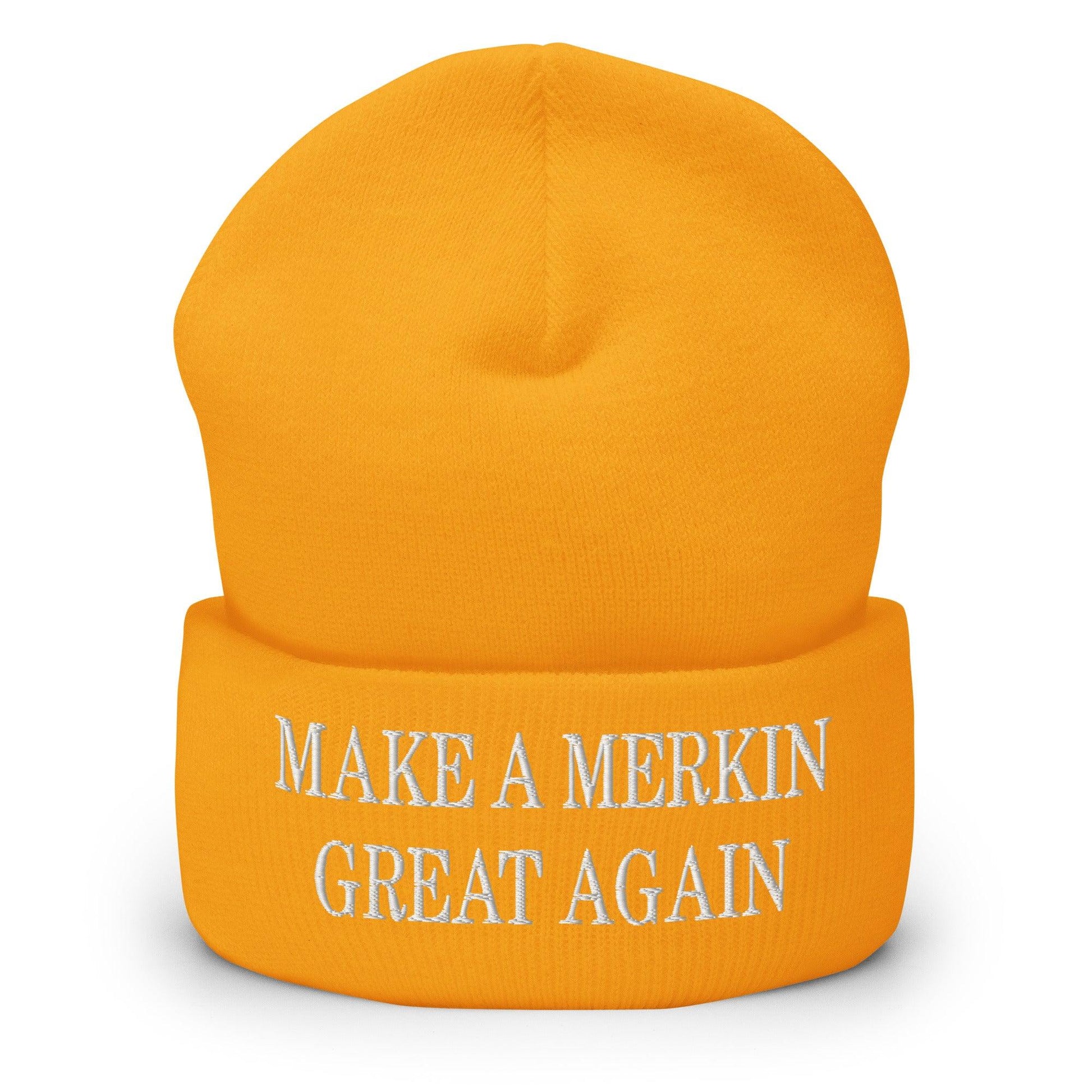 Make A Merkin Great Again Embroidered Knit Cuffed Beanie - Gold