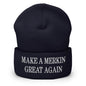 Make A Merkin Great Again Embroidered Knit Cuffed Beanie - Navy