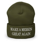 Make A Merkin Great Again Embroidered Knit Cuffed Beanie - Olive