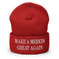 Make A Merkin Great Again Embroidered Knit Cuffed Beanie - Red