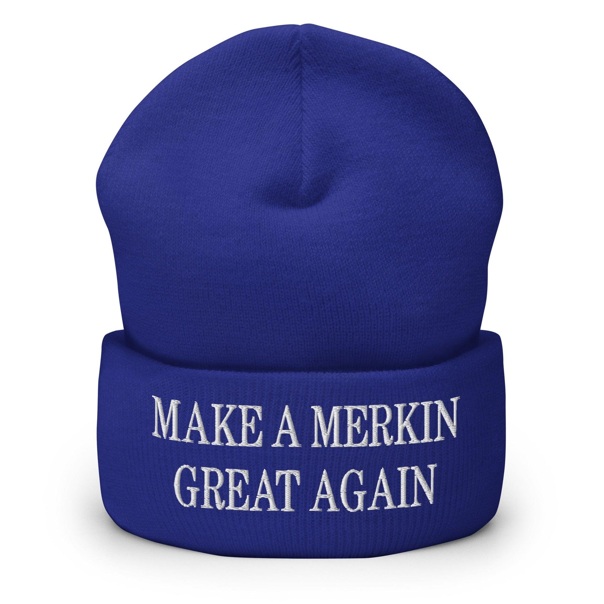 Make A Merkin Great Again Embroidered Knit Cuffed Beanie - Royal