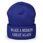 Make A Merkin Great Again Embroidered Knit Cuffed Beanie - Royal