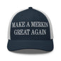 Make A Merkin Great Again Embroidered Mesh Trucker Hat - Navy/ White
