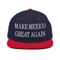 Make Mexico Great Again Embroidered Flat Bill Brim Snapback Hat - Navy/ Red