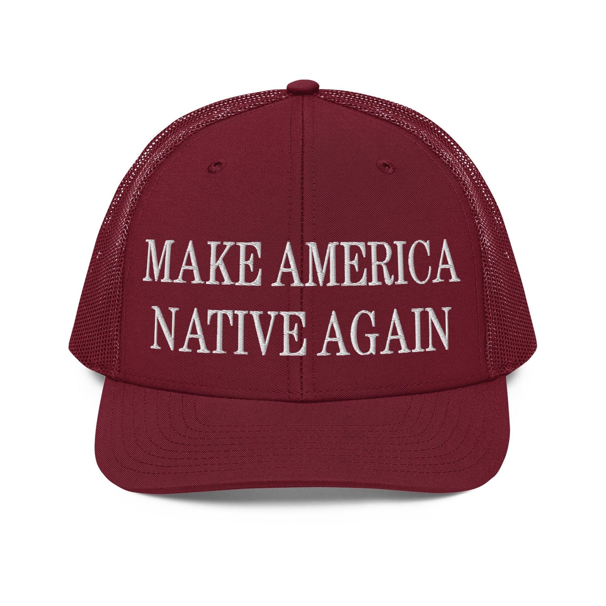 Make Us Native Again Embroidered Classic Mesh Trucker Hat - Cardinal