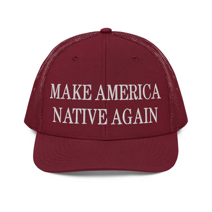 Make Us Native Again Embroidered Classic Mesh Trucker Hat - Cardinal