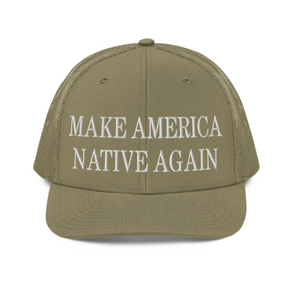Make Us Native Again Embroidered Classic Mesh Trucker Hat - Loden