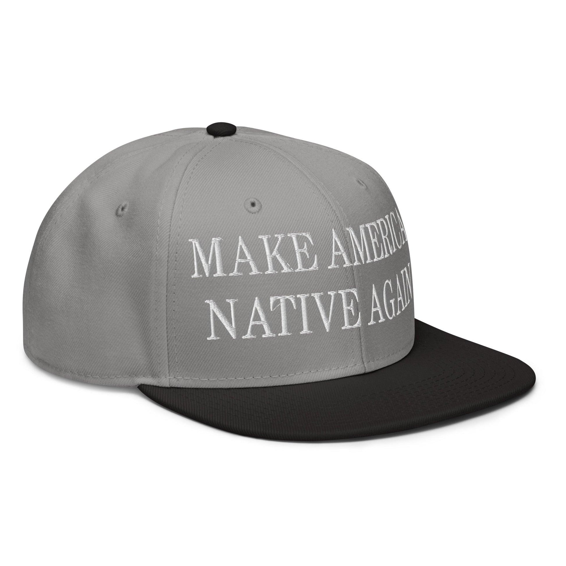 Make Us Native Again Embroidered Flat Brim Bill Snapback Hat