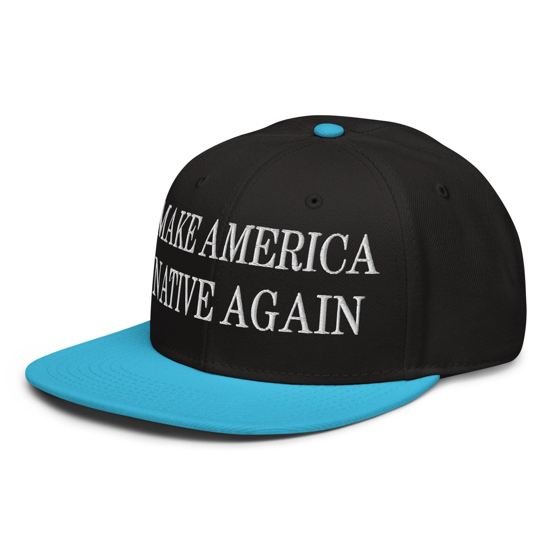 Make Us Native Again Embroidered Flat Brim Bill Snapback Hat