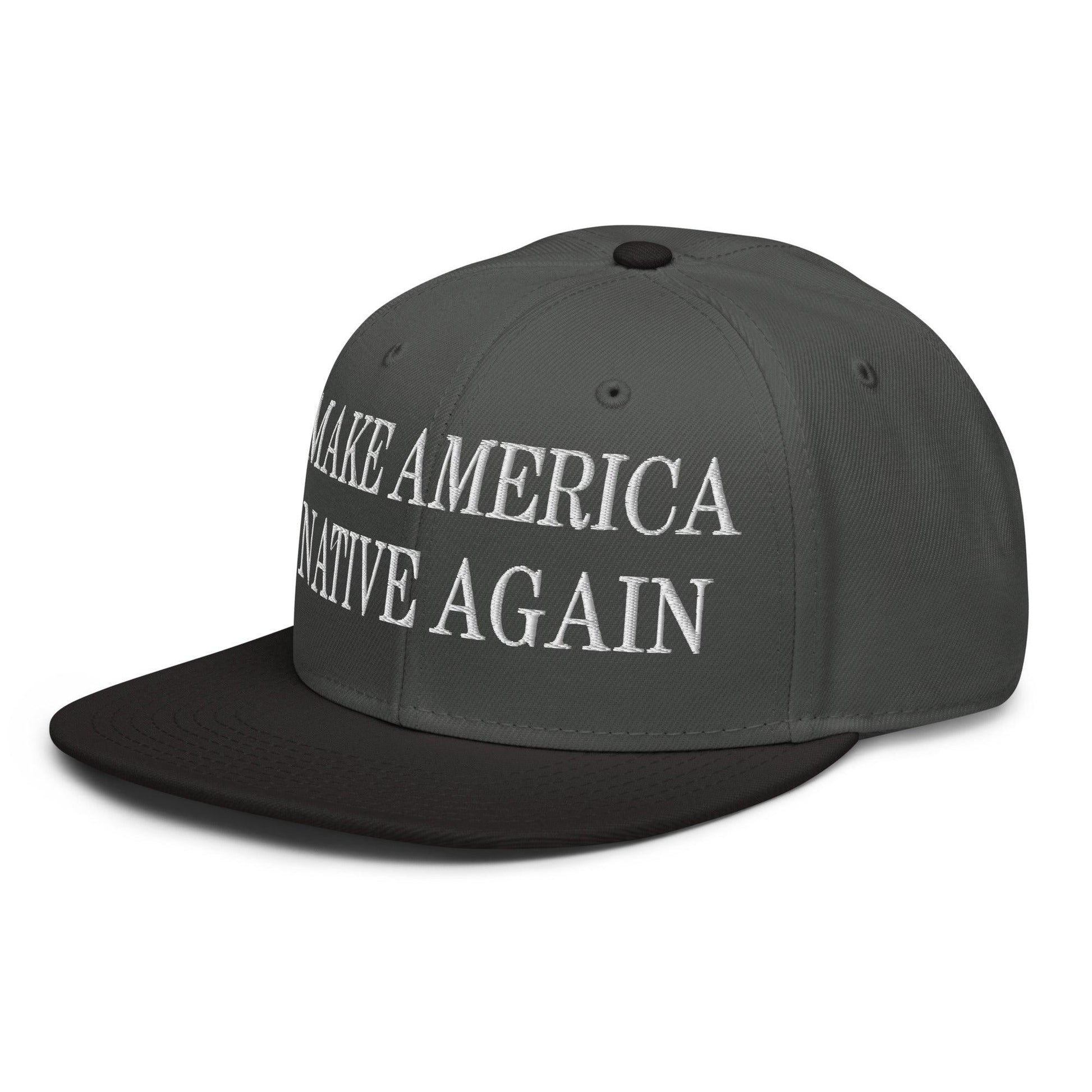 Make Us Native Again Embroidered Flat Brim Bill Snapback Hat