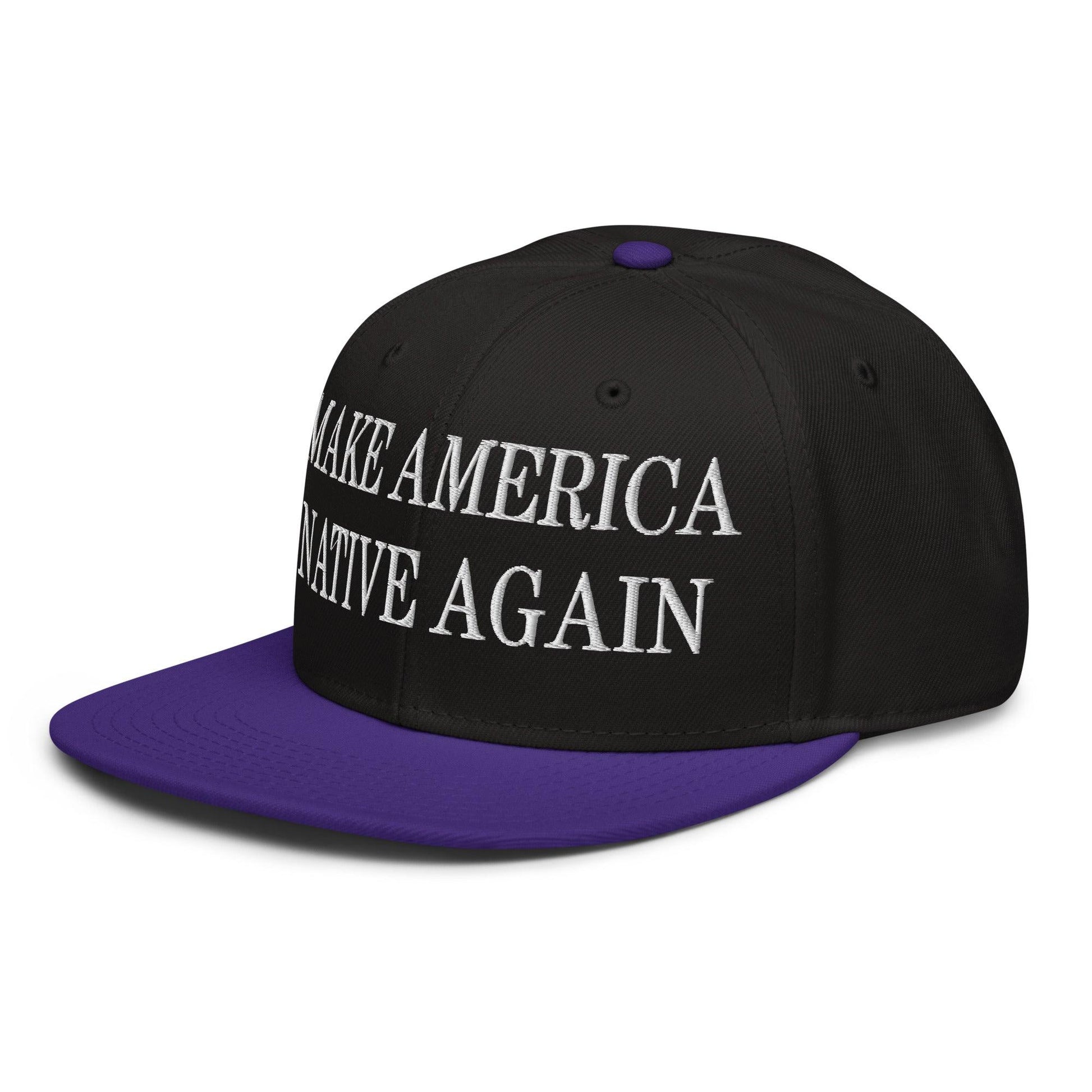 Make Us Native Again Embroidered Flat Brim Bill Snapback Hat