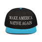Make Us Native Again Embroidered Flat Brim Bill Snapback Hat - Aqua blue / Black