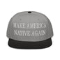 Make Us Native Again Embroidered Flat Brim Bill Snapback Hat - Black / Gray