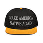 Make Us Native Again Embroidered Flat Brim Bill Snapback Hat - Gold / Black