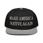 Make Us Native Again Embroidered Flat Brim Bill Snapback Hat - Gray / Black