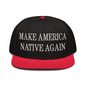 Make Us Native Again Embroidered Flat Brim Bill Snapback Hat - Red / Black