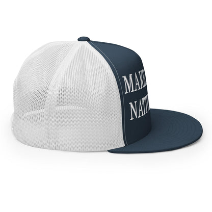 Make Us Native Again Embroidered Mesh Flat Bill Brim Trucker Hat