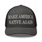 Make Us Native Again Embroidered Mesh Trucker Hat - Charcoal/ Black