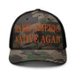 Make Us Native Again Embroidered Orange Camo Trucker Hat - Camo/Black
