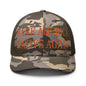 Make Us Native Again Embroidered Orange Camo Trucker Hat - Camo/Olive