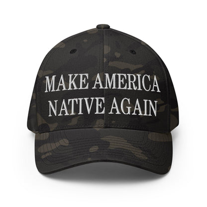 Make Us Native Again Embroidered Stretch Fit Baseball Hat - Multicam Black / S/M